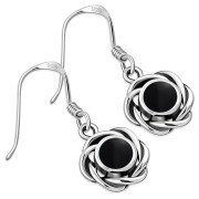 Black Onyx Silver Earrings, e367h